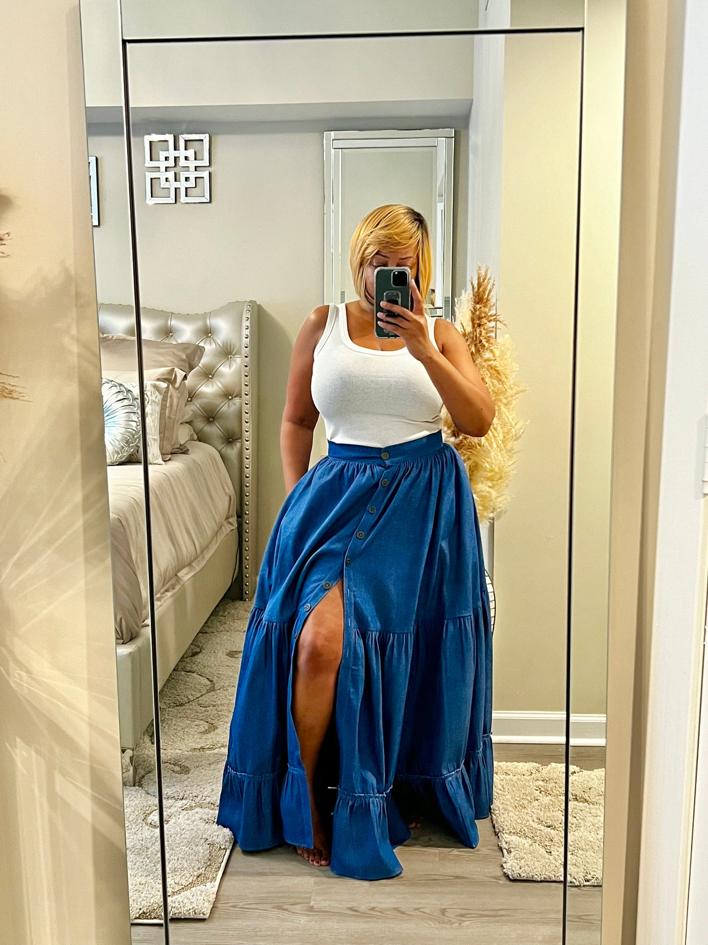 MyCheri Couture Denim Maxi Skirt