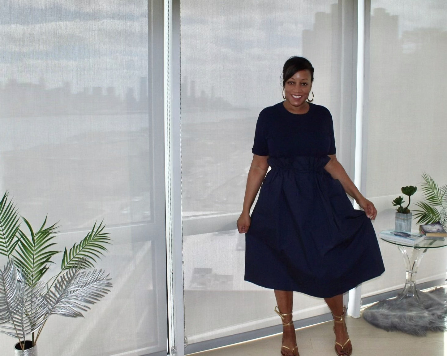 Baby Girl Navy Midi Dress