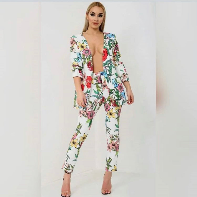 Miami Vice Floral Blazer/Pant Set