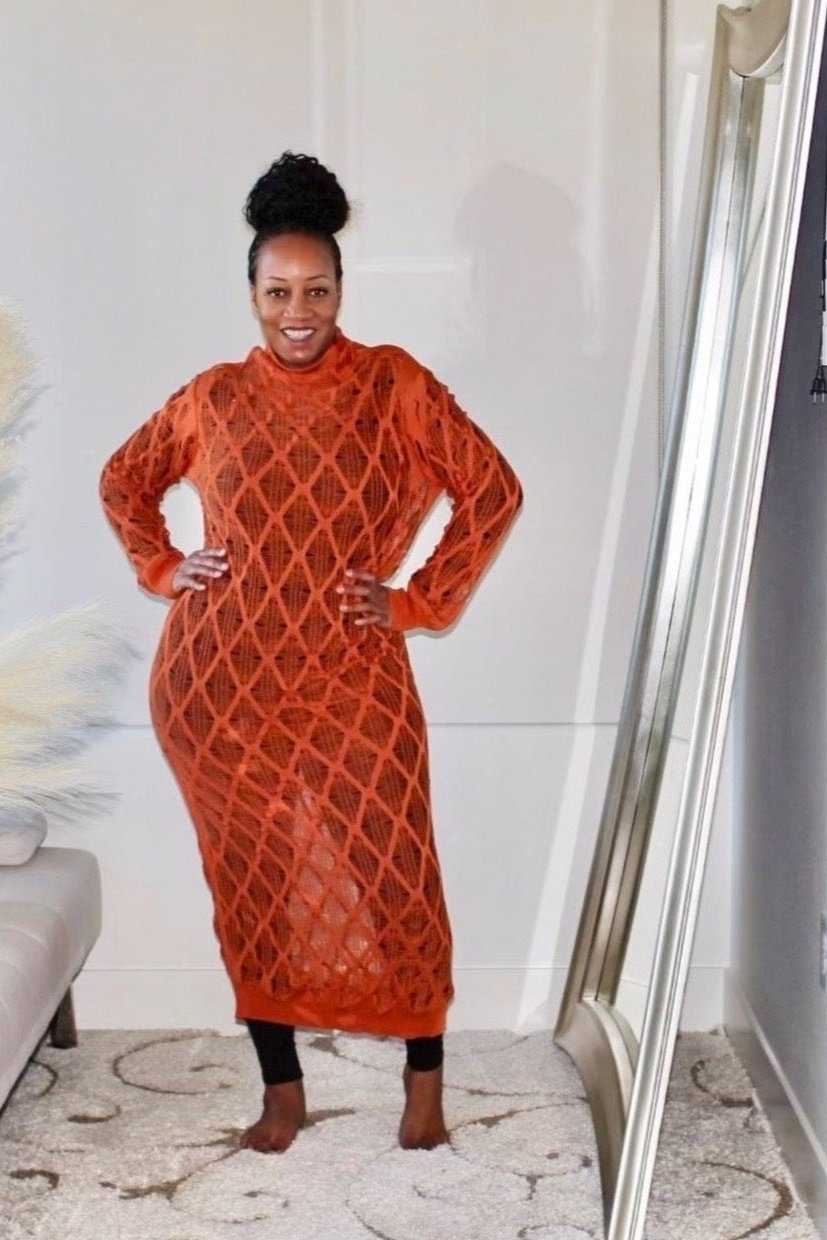 long sleeve crochet maxi dress Cassie Crochet Maxi Dress