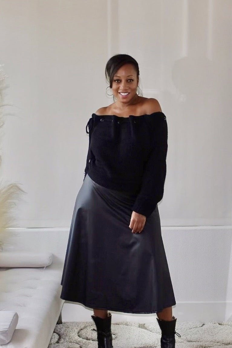 Swing by Faux Leather Midi Skirt 3X / Burgundy Swing by Faux Leather Midi Skirt 3X / Burgundy