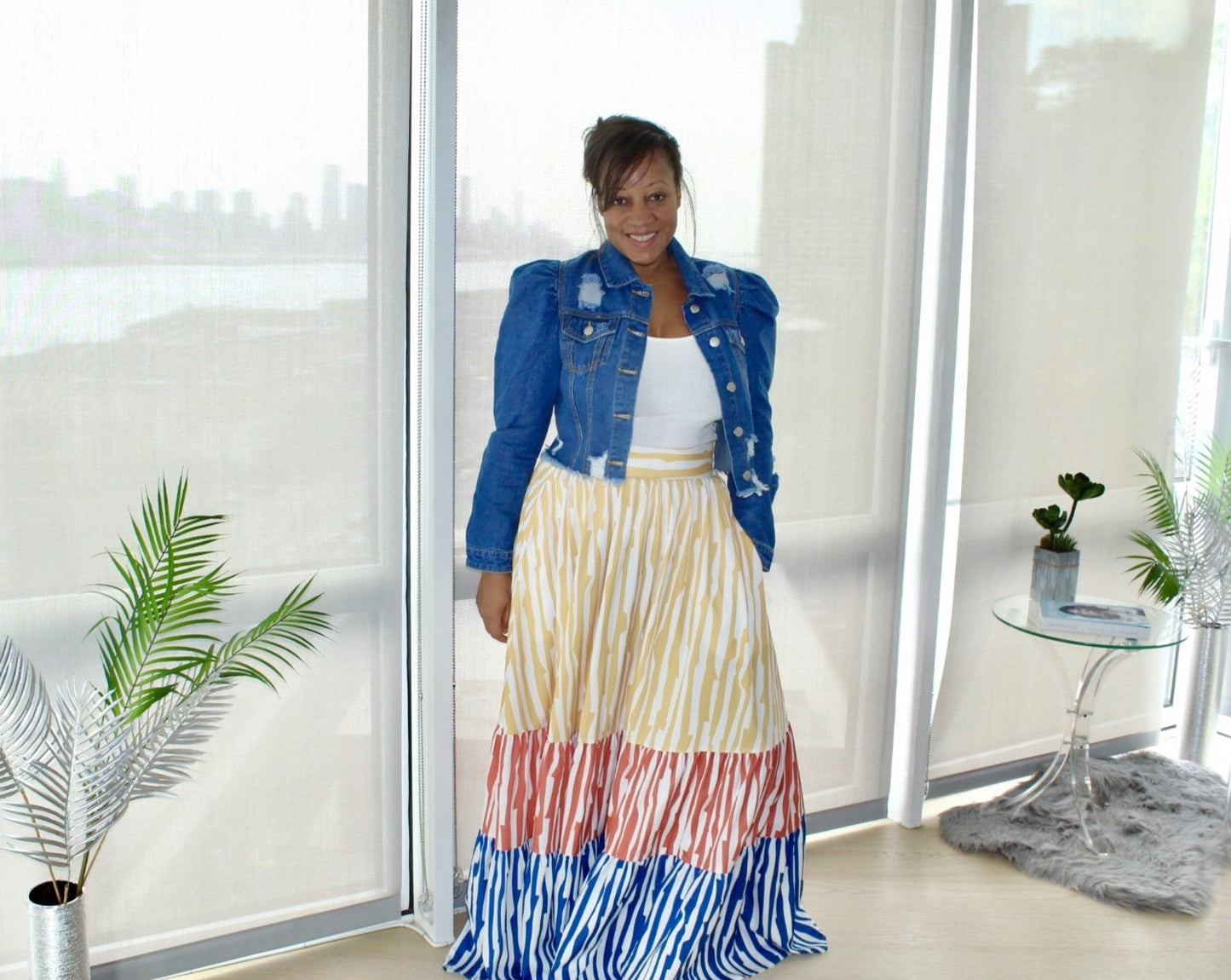 Be A-Frayed Puff Sleeve Denim Jacket