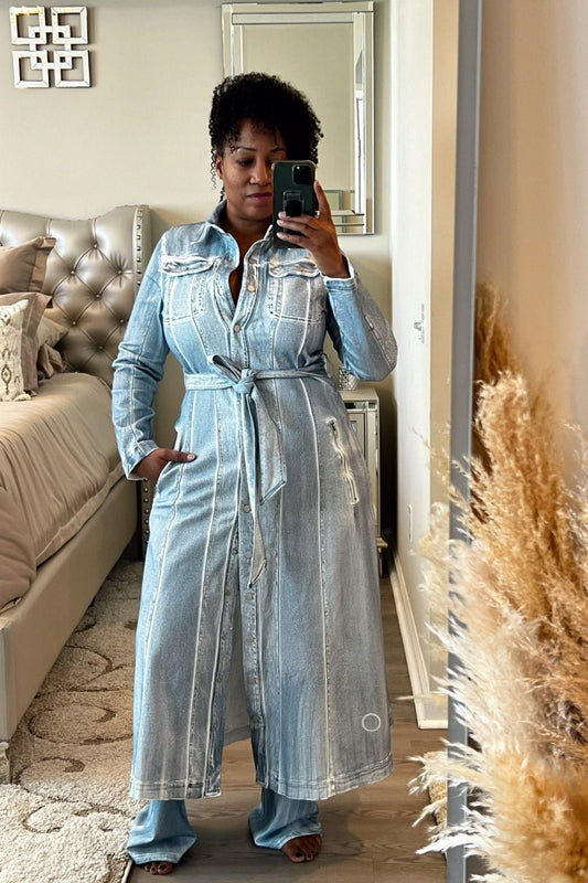 Ice Blue Denim Duster