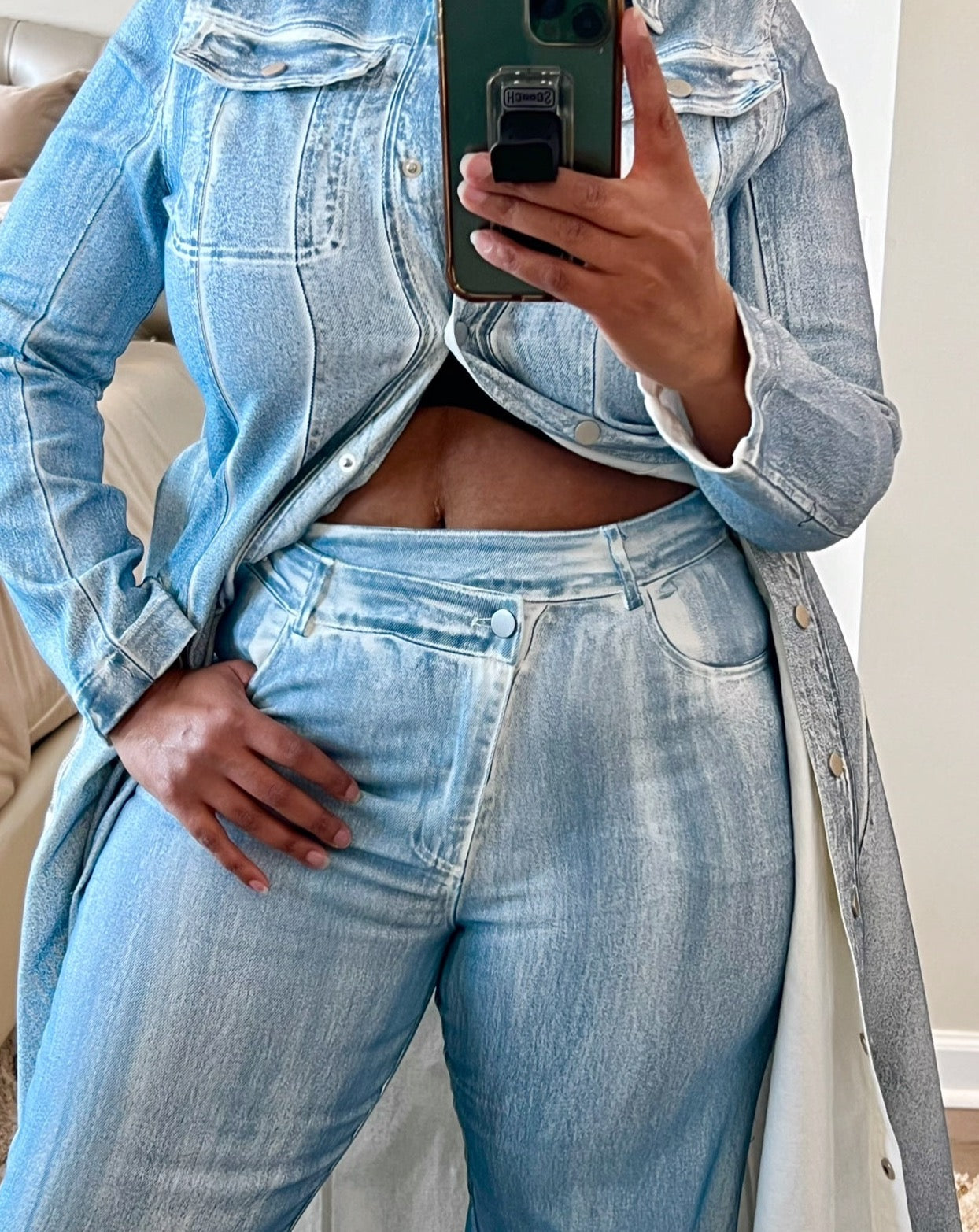 Ice Blue Denim Duster