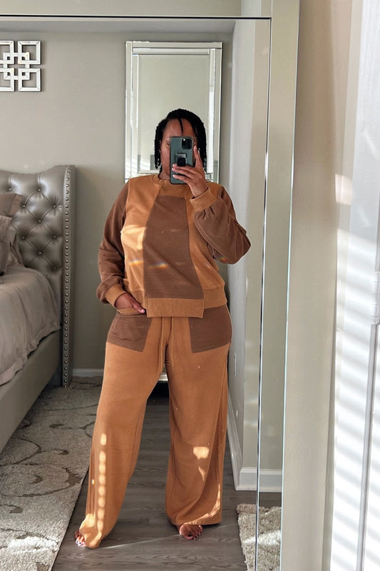 Terry Color-Block Pant Set