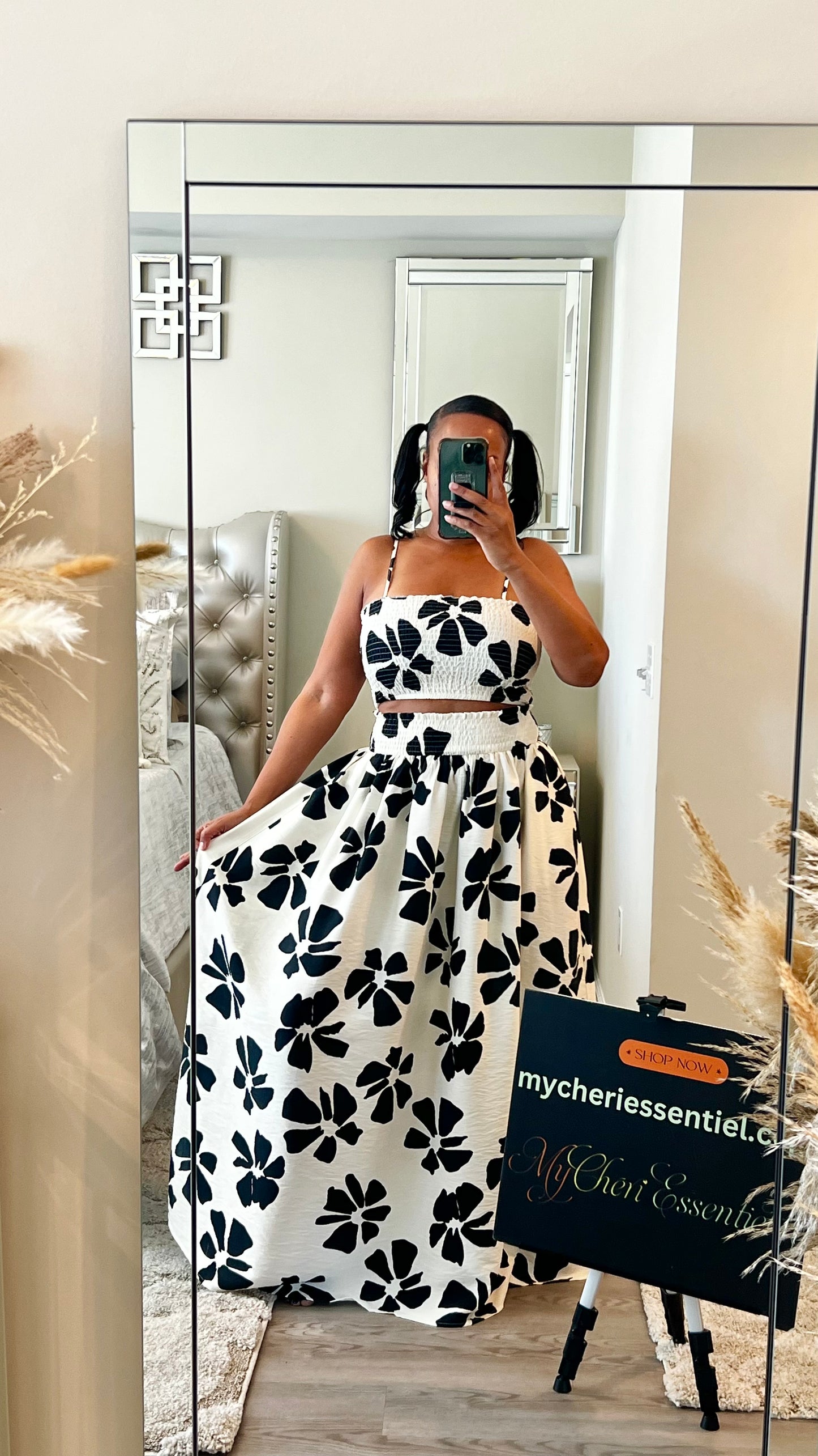 Midnight Bloom Maxi Skirt Set
