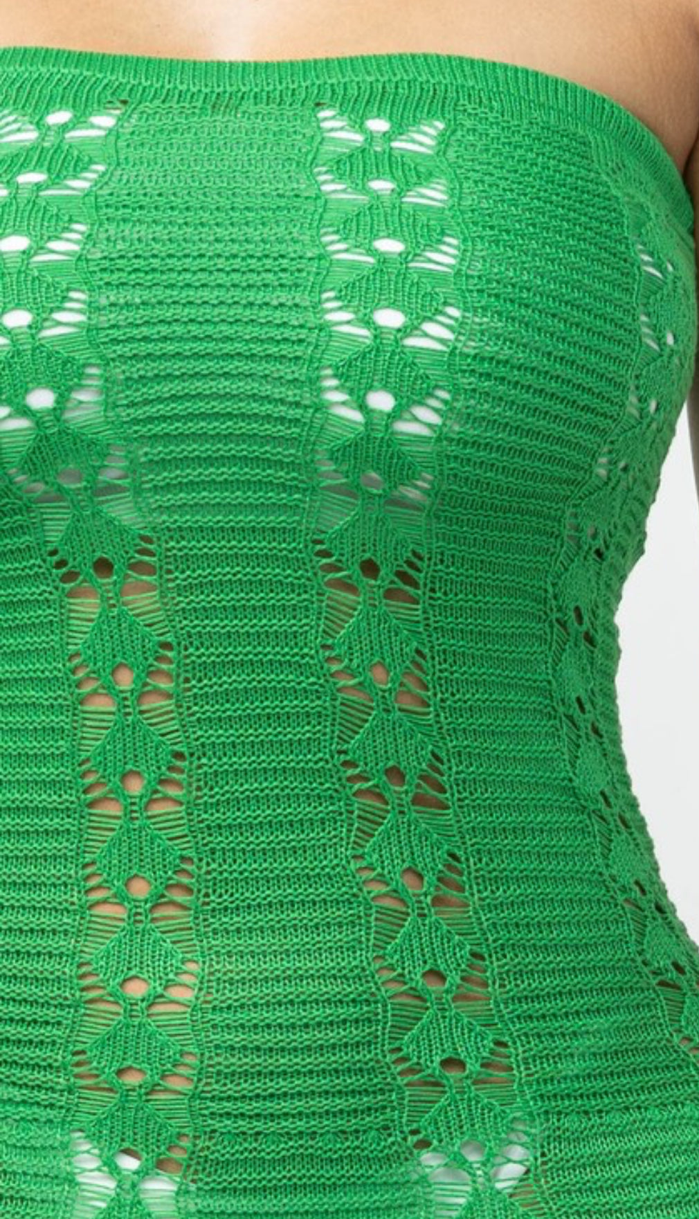 Chic In Crochet Midi Dress Small / Green