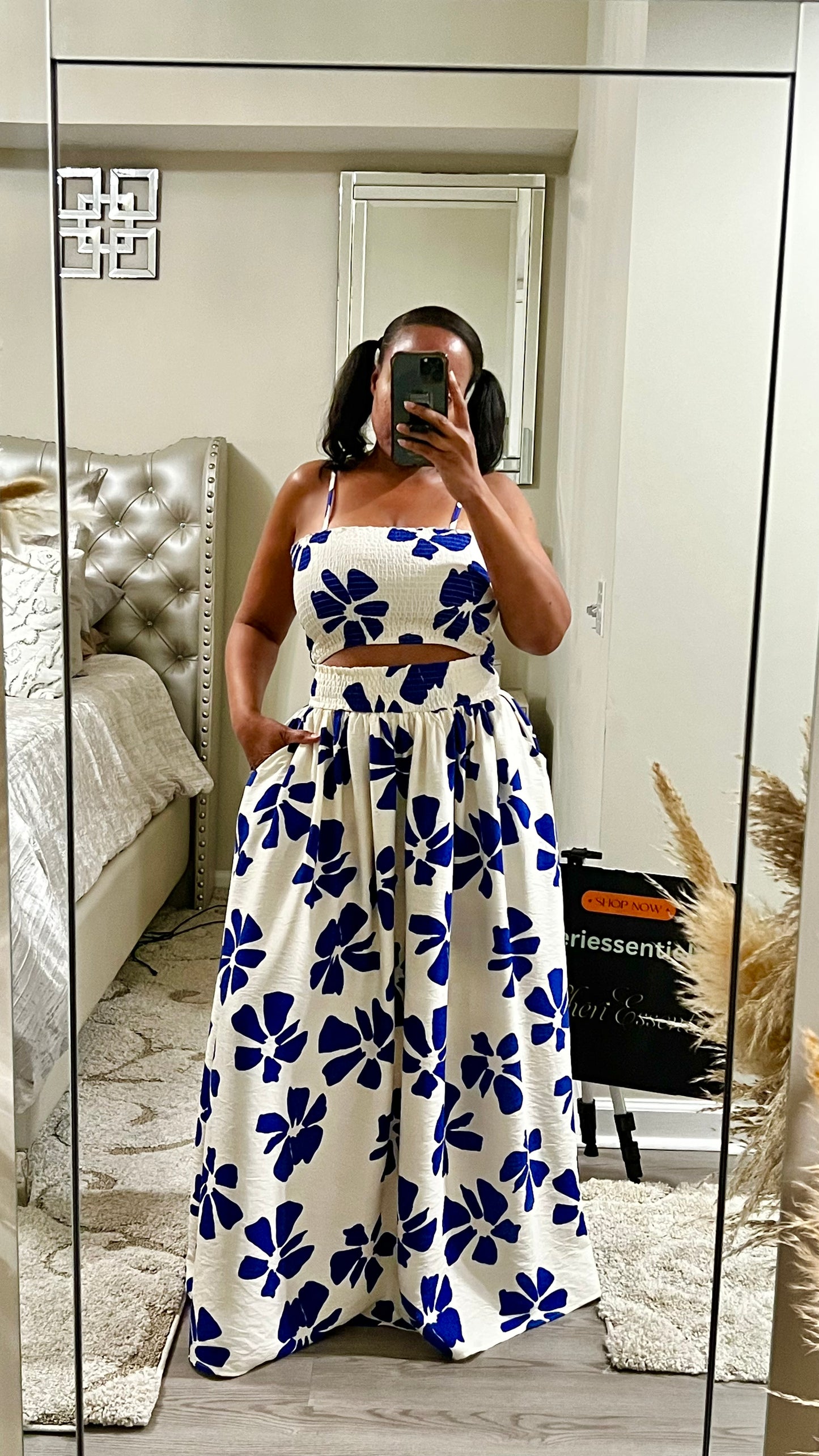 Midnight Bloom Maxi Skirt Set