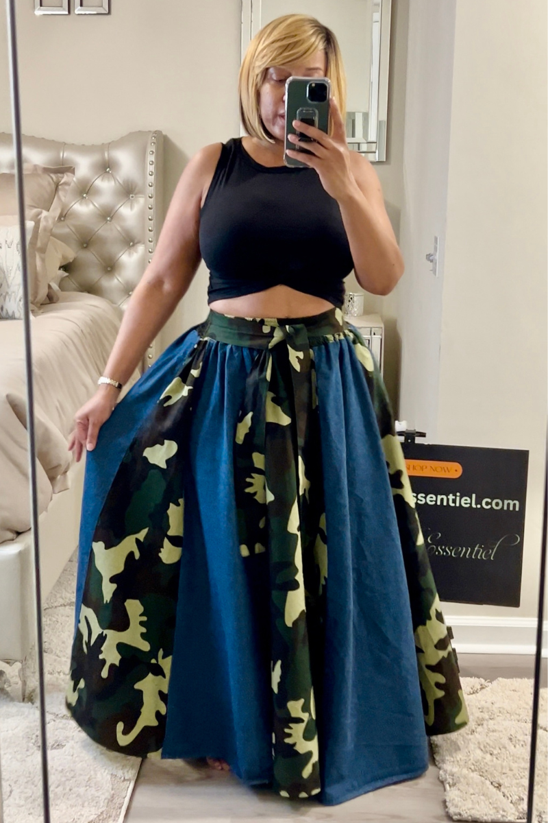 Special Ops Camo Maxi Skirt *SHOP ESSENTIEL MAXI SKIRT FOR MORE PRINTS*