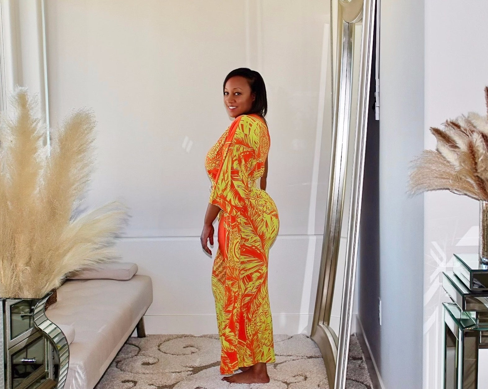 one shoulder caftan dress LUNA ONE-SHOULDER KAFTAN