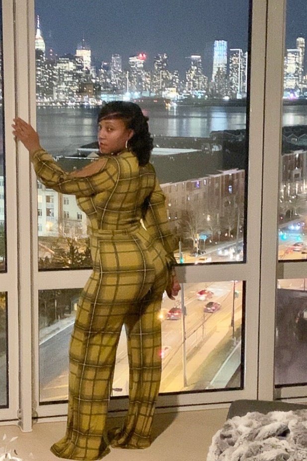 Kyla Plaid Open Sleeve Jumpsuit