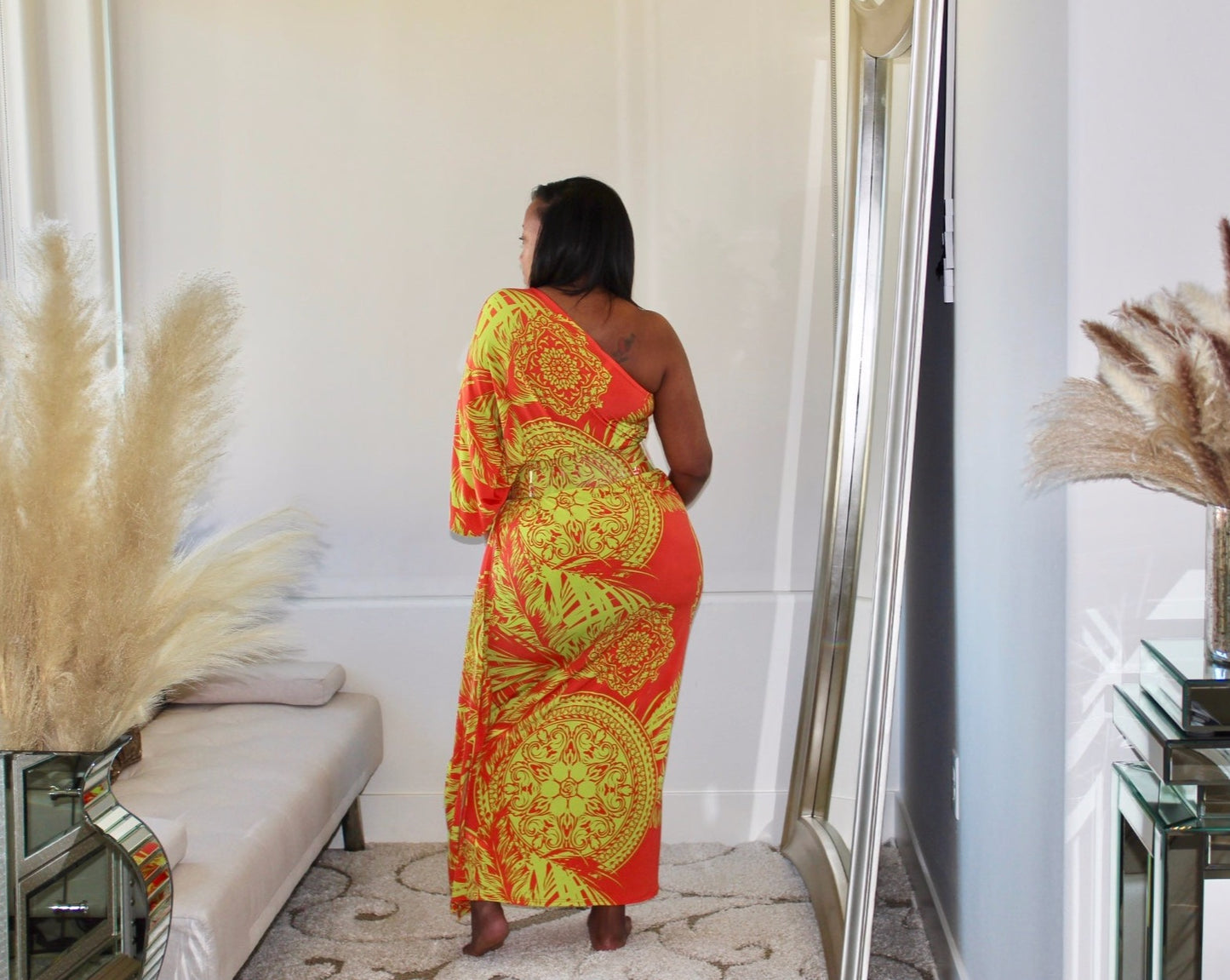 One Shoulder Kaftan Dress