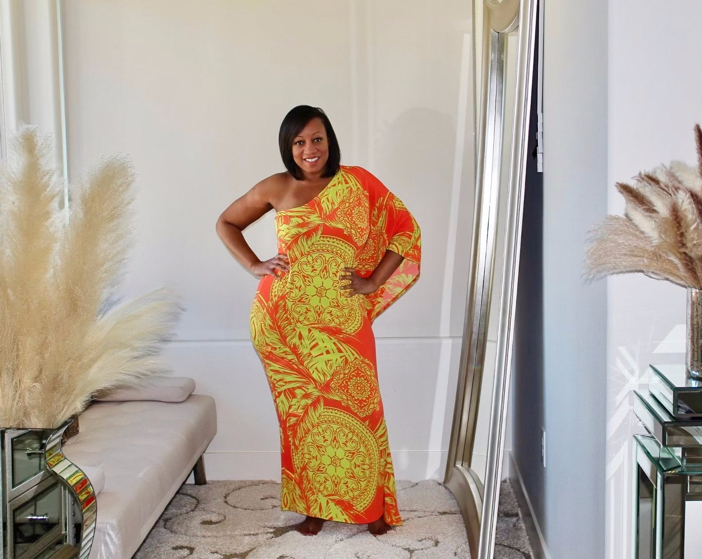 One Shoulder Kaftan Dress