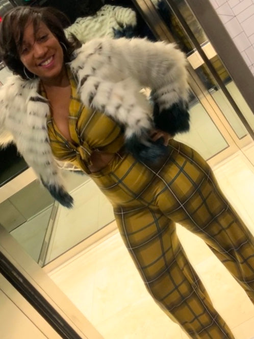 Kyla Plaid Open Sleeve Jumpsuit