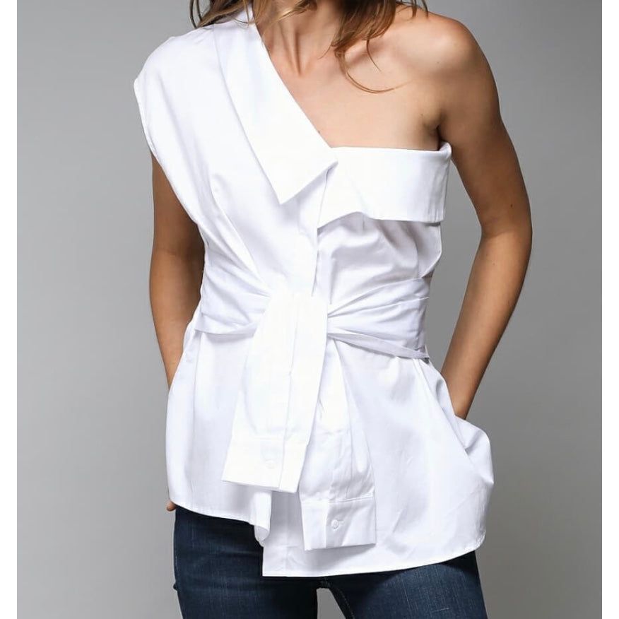 Ice Cold Shoulder White Blouse